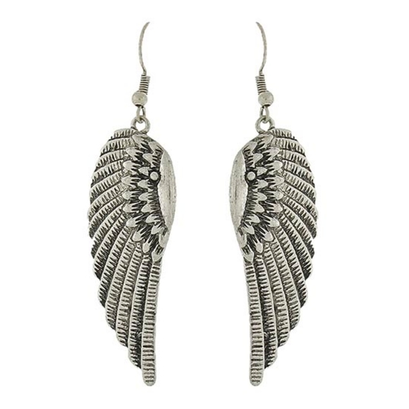 Jewelry - Burnished Silvertone Angel Wing Earrings